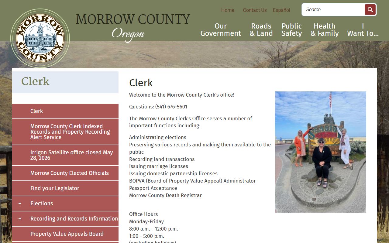 Morrow County court clerk records county clerk duties source