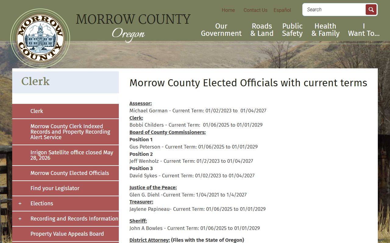 Morrow County court clerk records elected officials source
