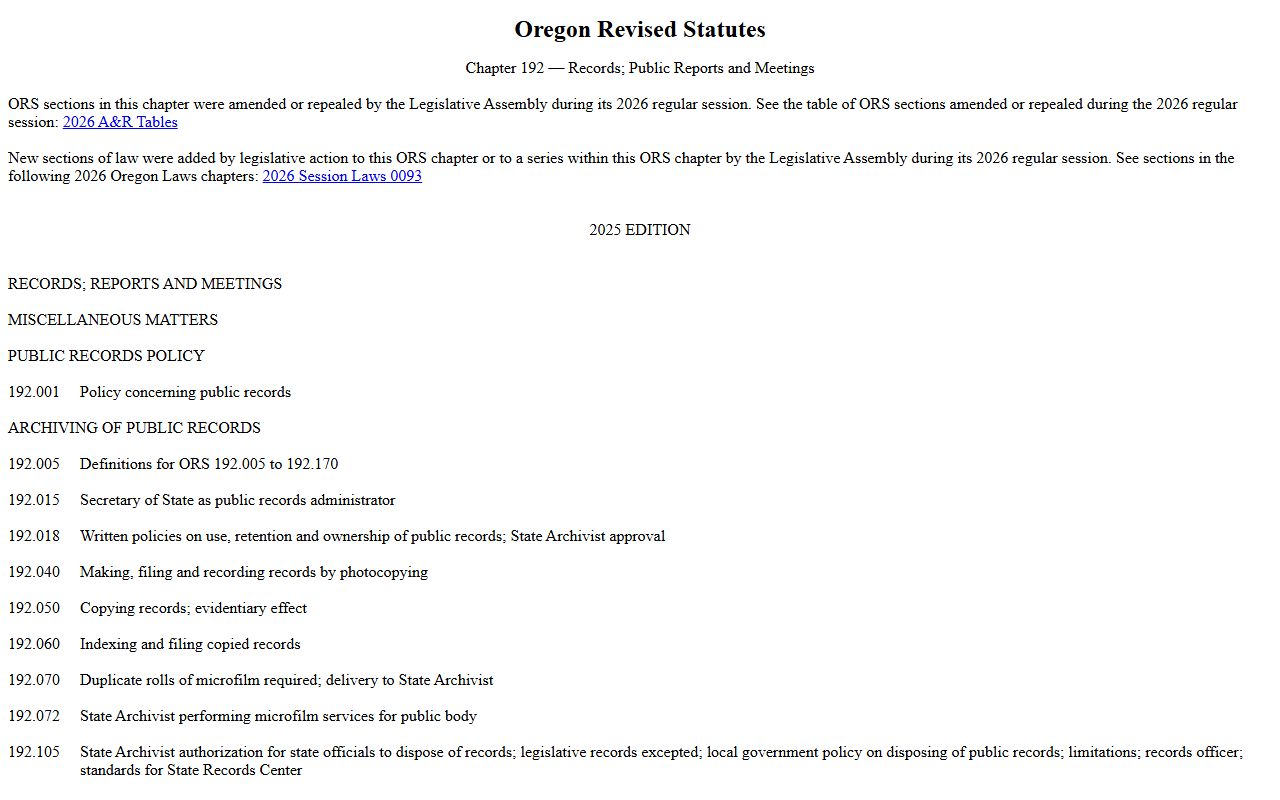 Morrow County court dockets Oregon public-records statutes
