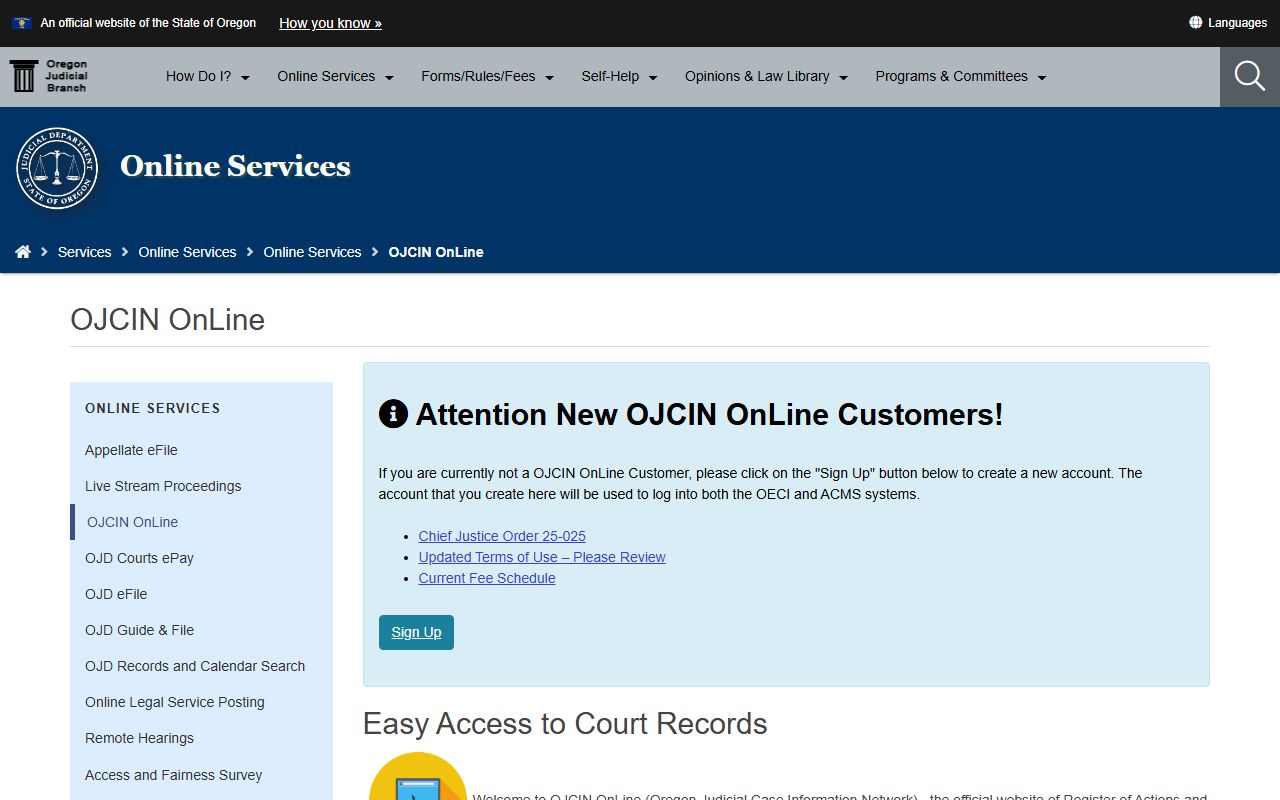 Morrow County court records OJCIN Online subscription access