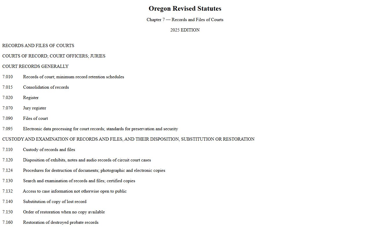 Morrow County court records Oregon court-record statutes