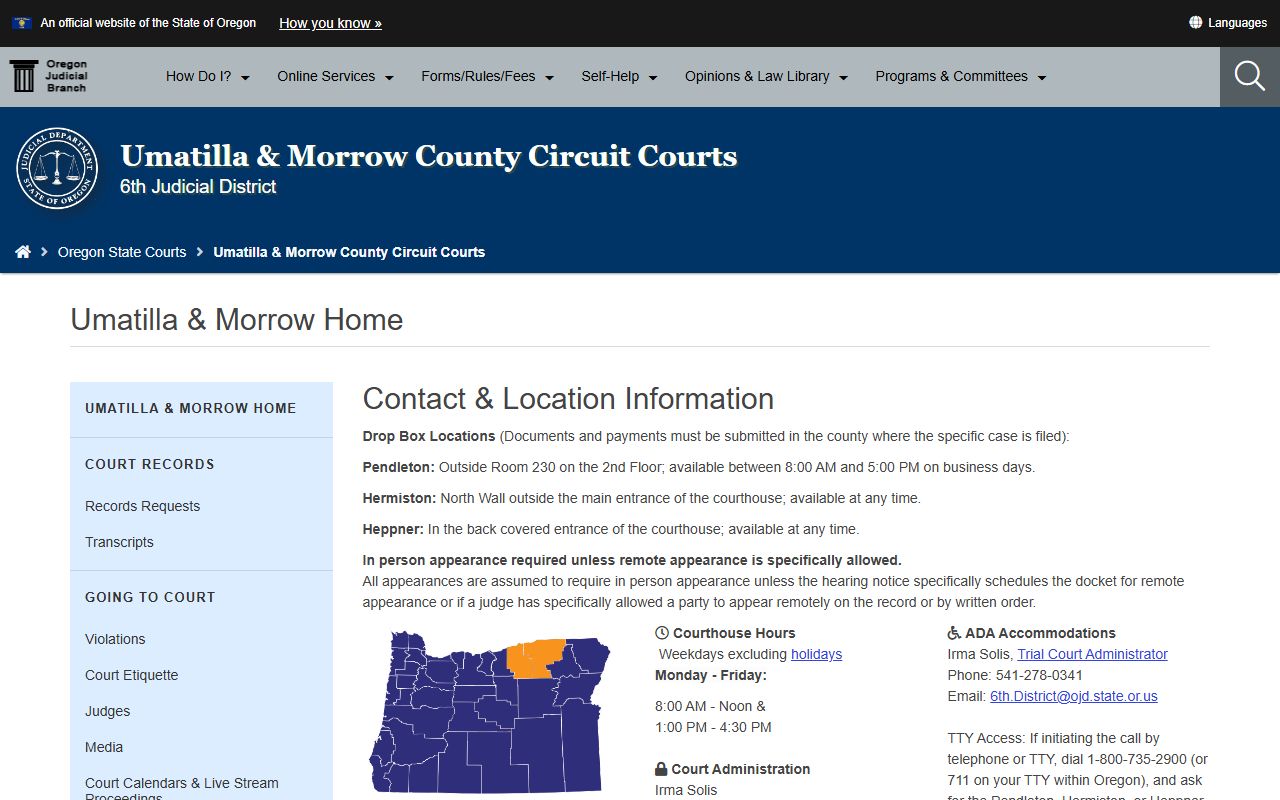 Morrow County court records Circuit Court courthouse page