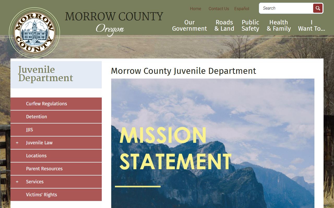 Morrow County inmate records juvenile department page