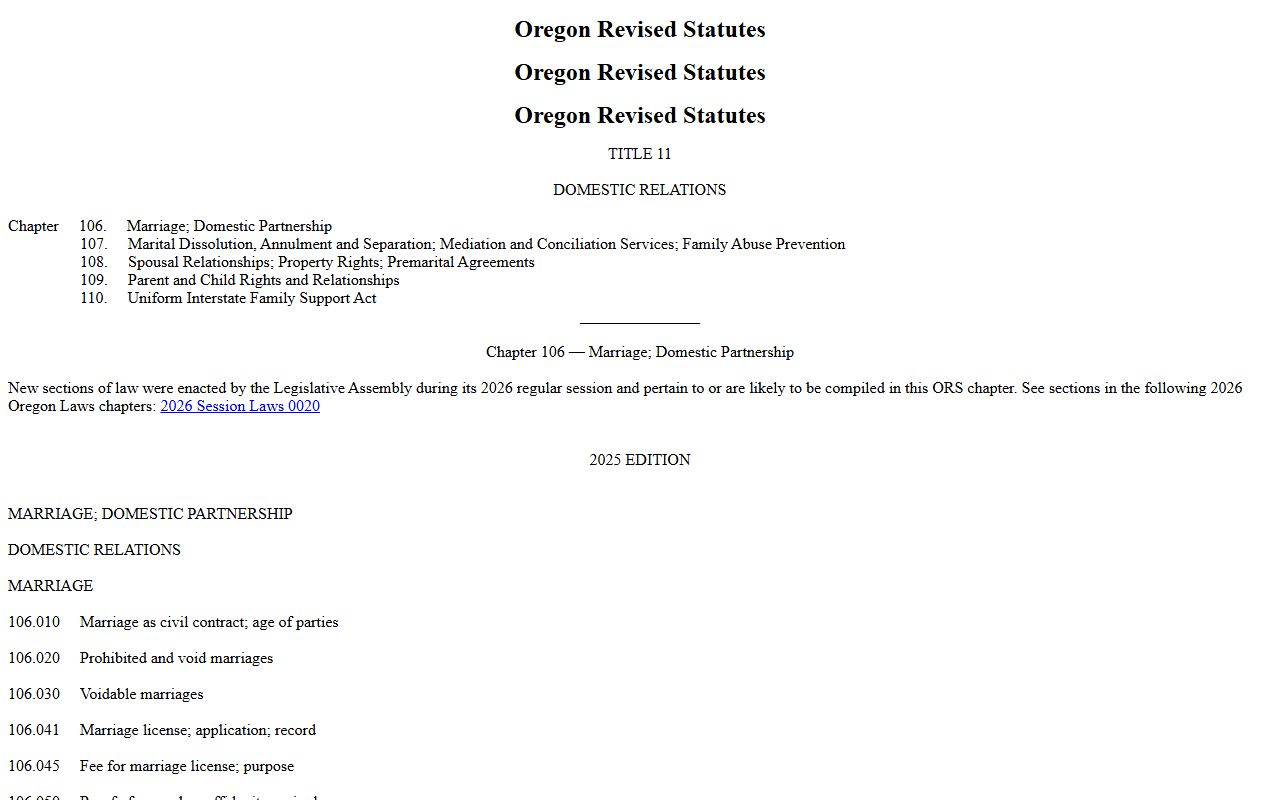 Morrow County marriage records Oregon marriage statutes