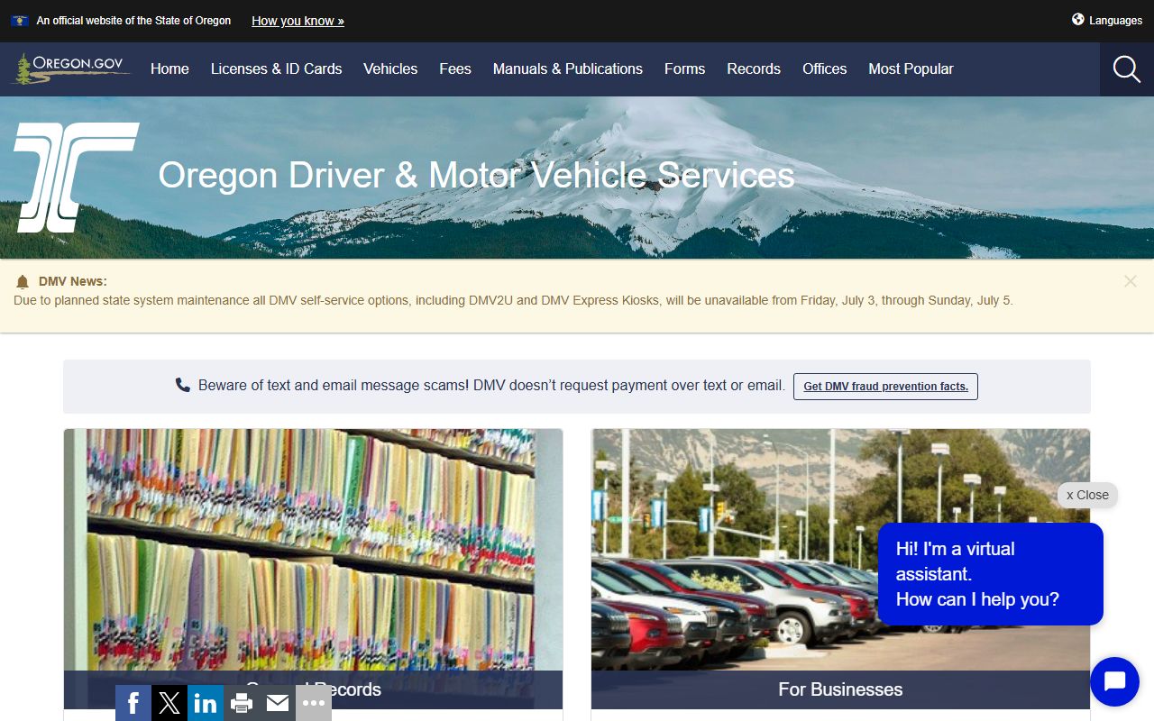 Morrow County traffic court records Oregon DMV records page